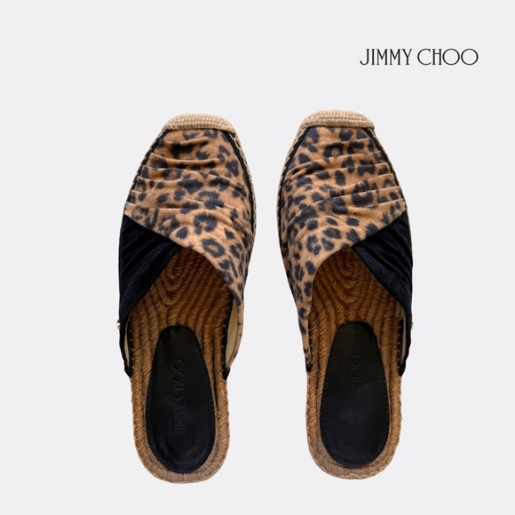 Jimmy Choo Leopard Print Espadrille Flat Sandals / Mules Size EU 38 - Picture 2 of 10